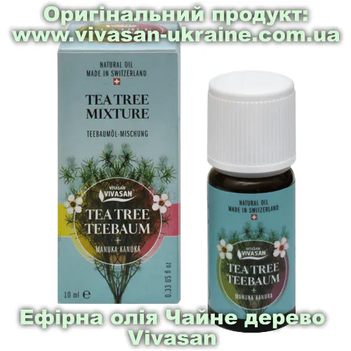 Оригінальний товар: Ефірна олія Чайне дерево з манукою та канукою Vivasan, Швейцарія