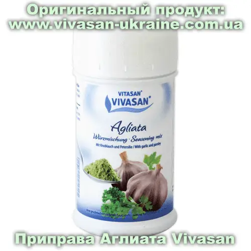 Приправа Аглиата чесночная 130 г, Vivasan, Швейцария. Здоровое питание